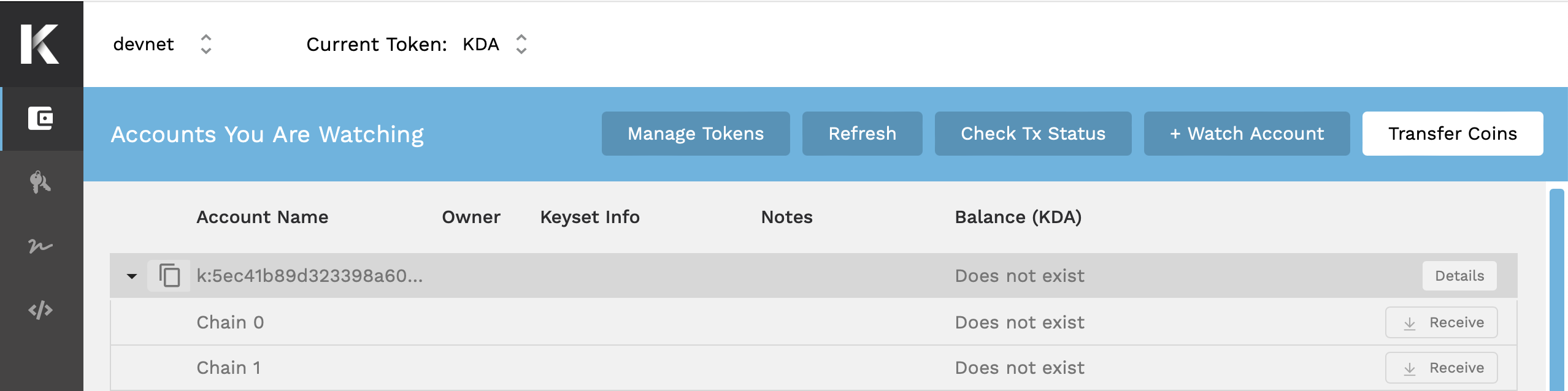 Initial state of a new account